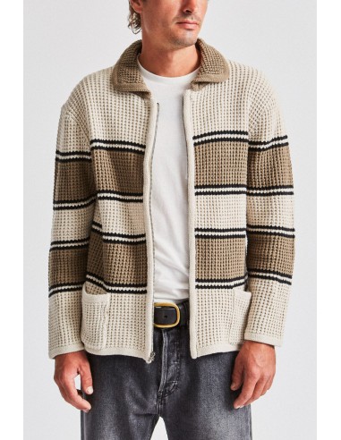 Powell Zip Cardigan - Ivory/Taupe meilleur choix